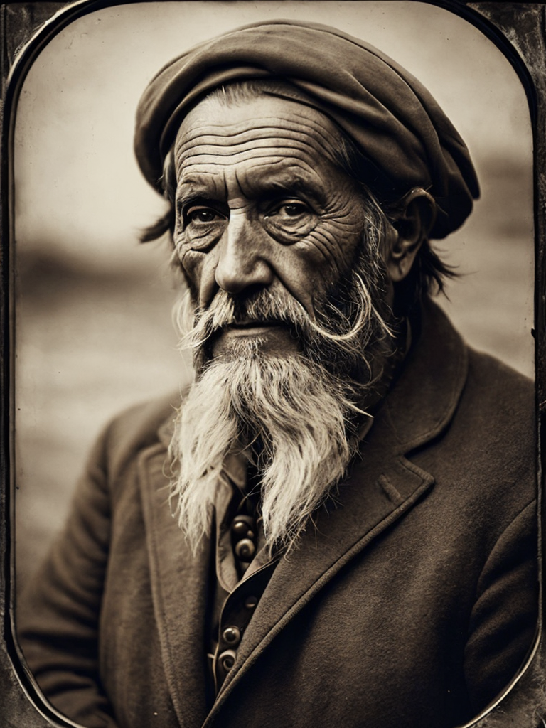 a wet plate photograph of a grizzled old sea captain