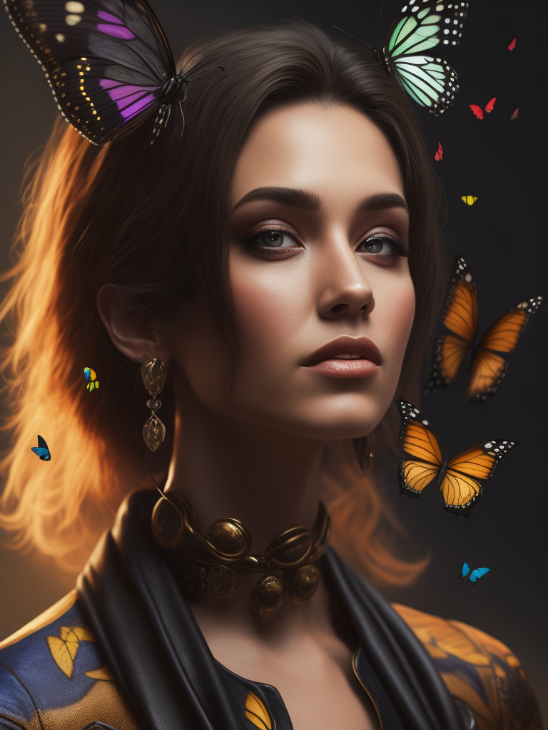 Ladie with butterflies