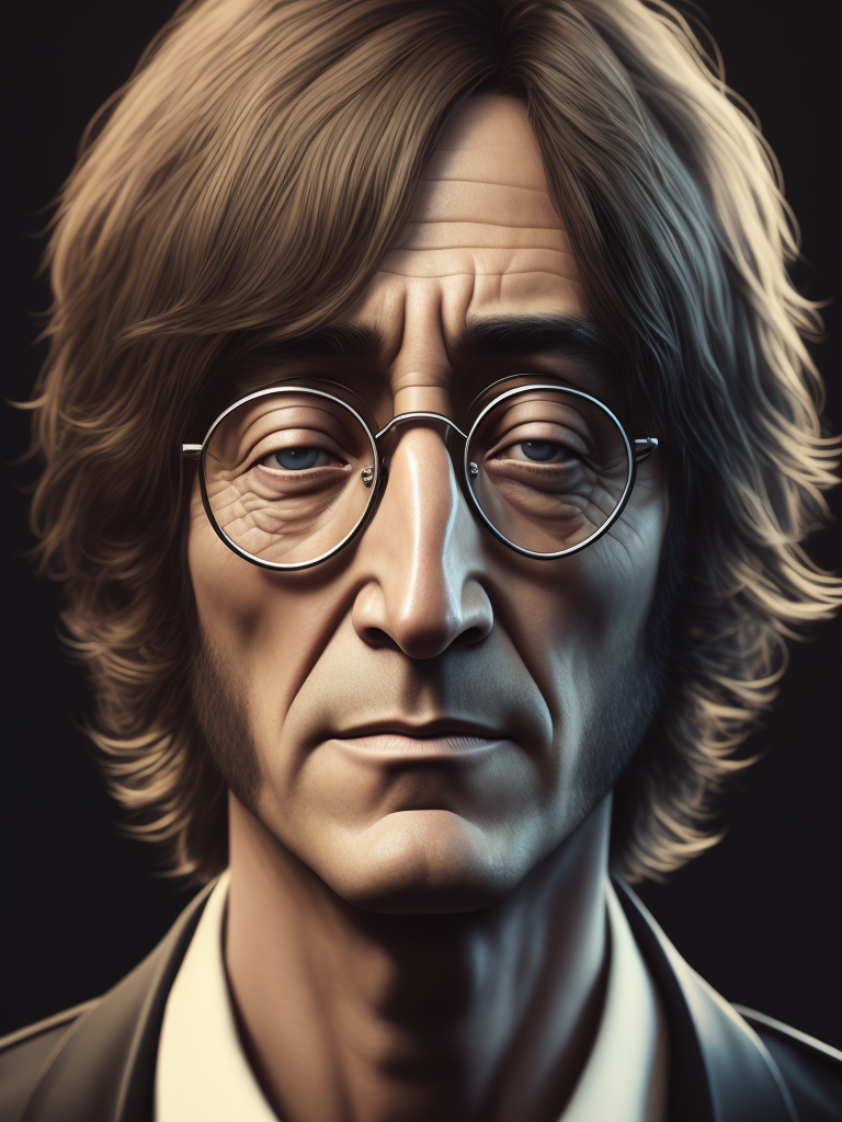 john lennon front view of face, photo realistic