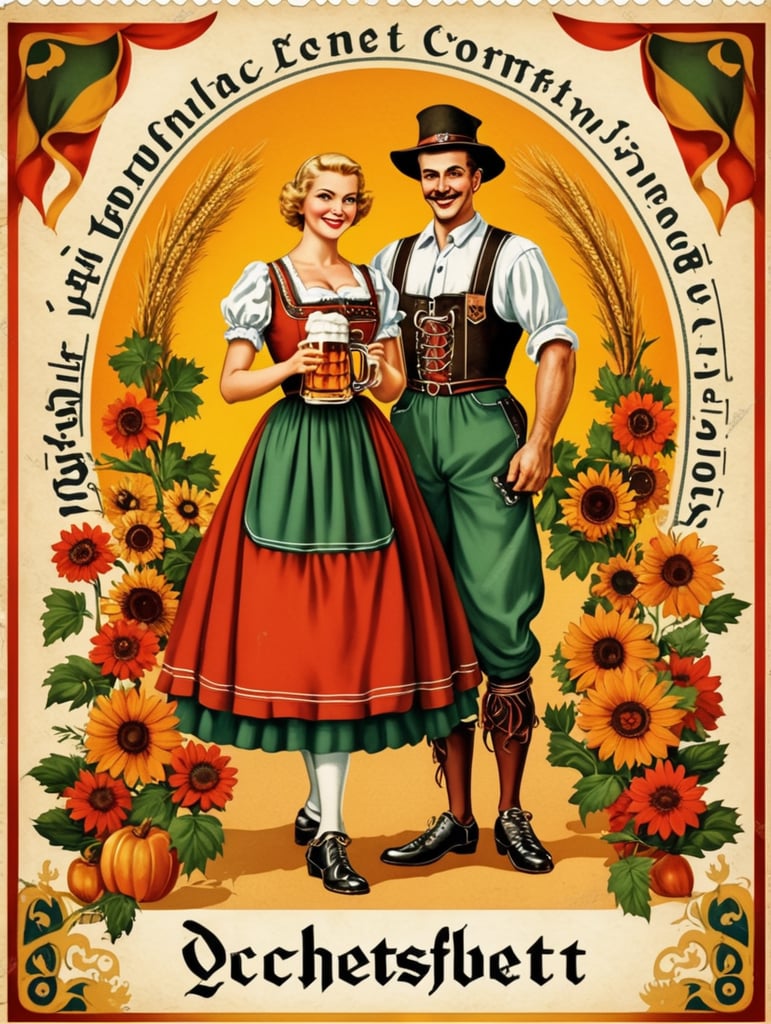 Germany, vintage Octoberfest postcard illustration