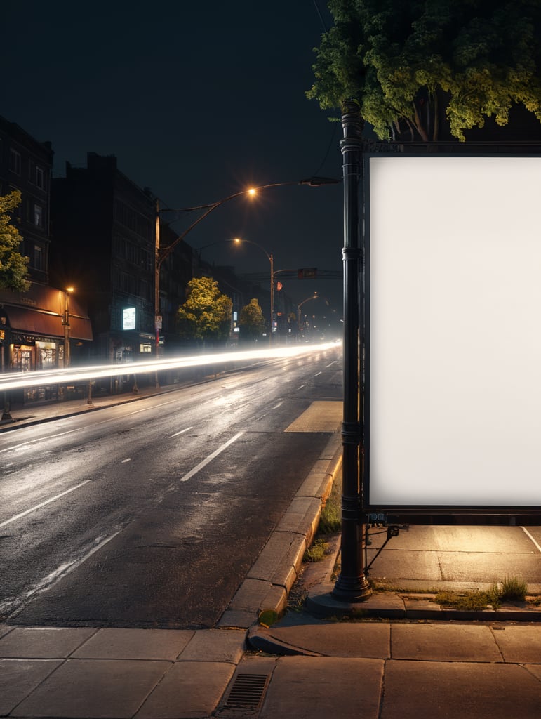 fully visible billboard at night street