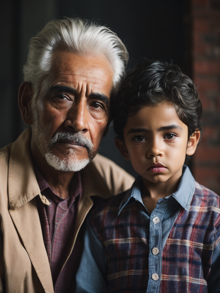 Abuelo latino con nieto