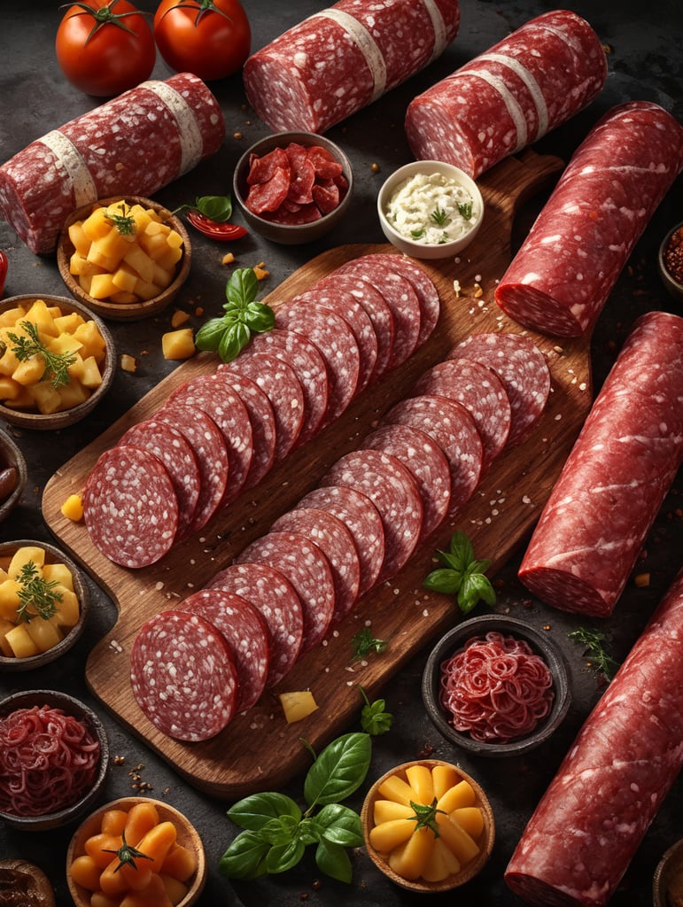 Photo delicious pieces of salami