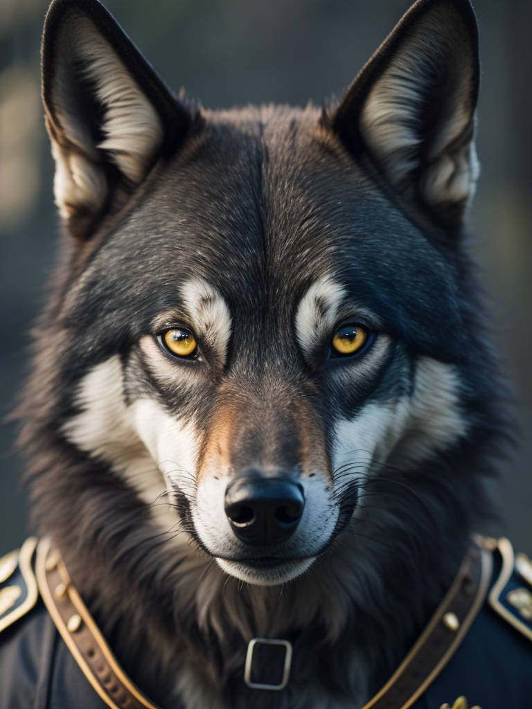 Wolf look like a human stylized as a police officer