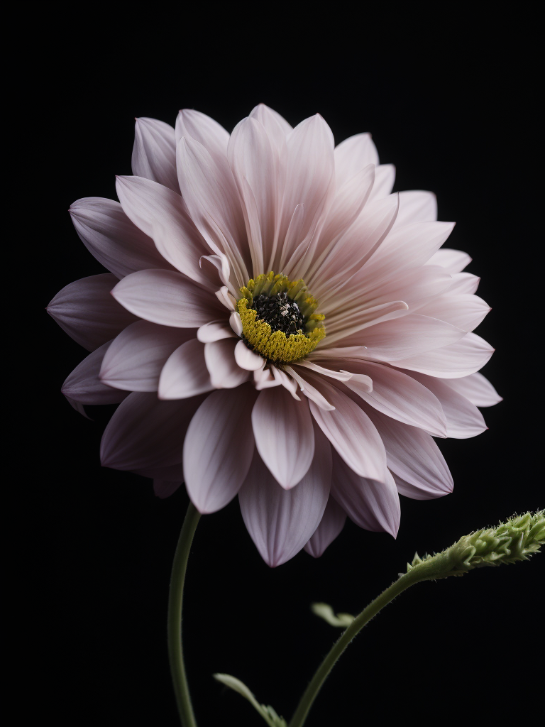 fractal flower, black background, deep colors, dark atmosphere, contrasting light, macro photography, close-up, high-quality details, deep focus, professional shot