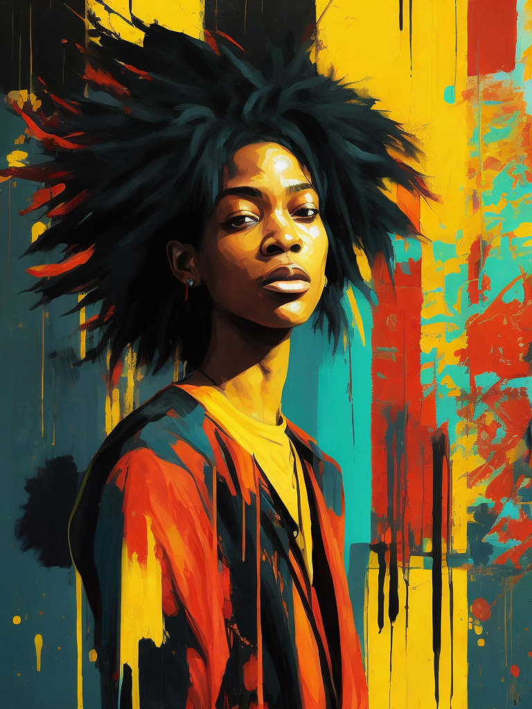 abstract painting, background only, paint splatter, colorful, bold brushstrokes, in the style of Basquiat, Ashley Wood, Laurie Greasley and James Jean, bright vibrant colors