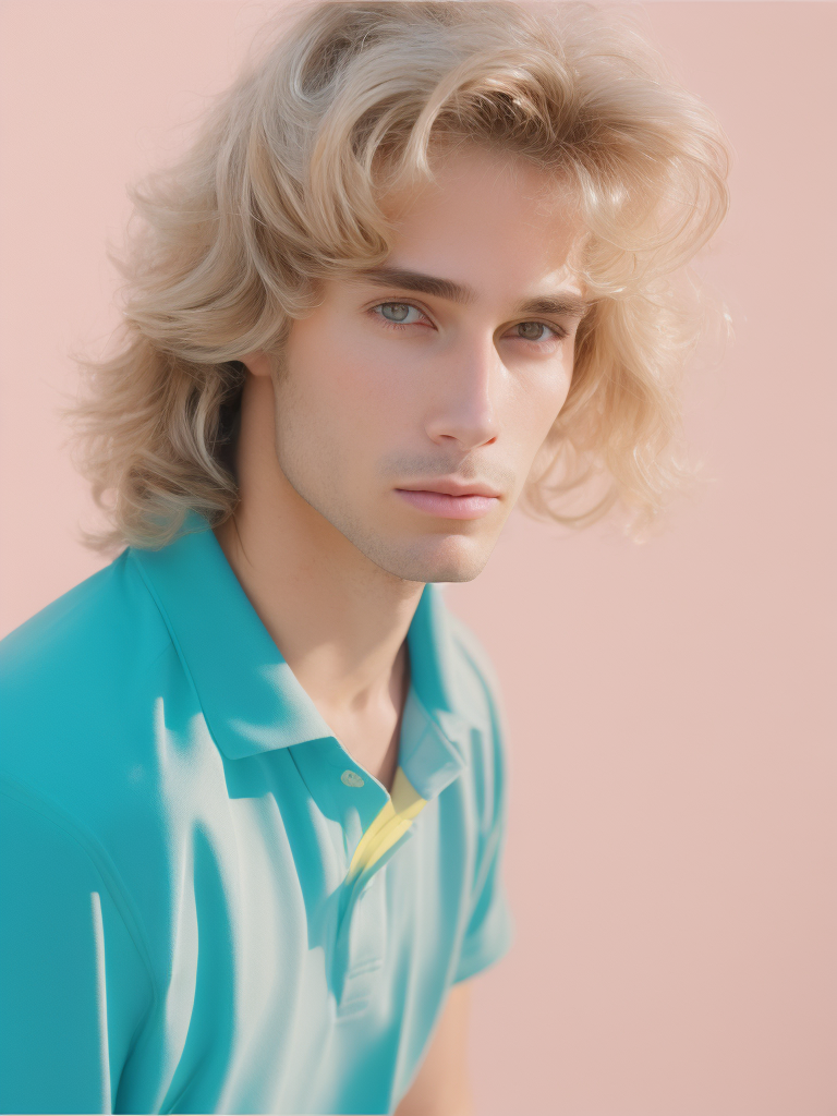 Portrait of tennis player in 80's style, vivid colors