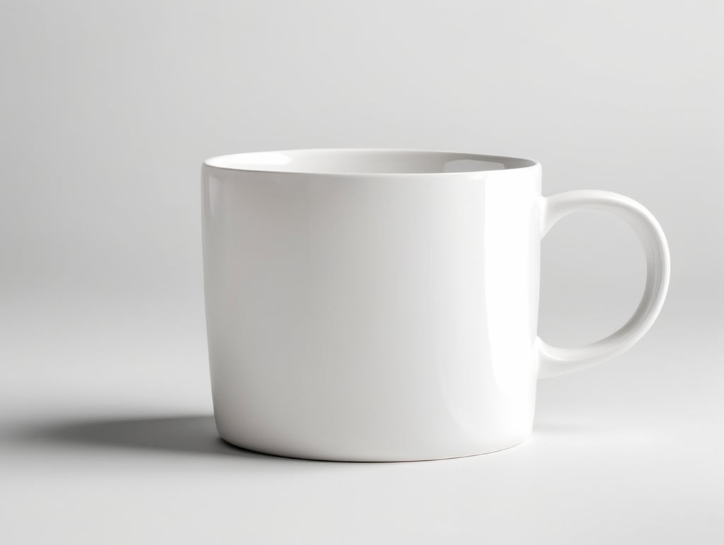 White strait ceramic mug, white background, isolated, mock up, mockup