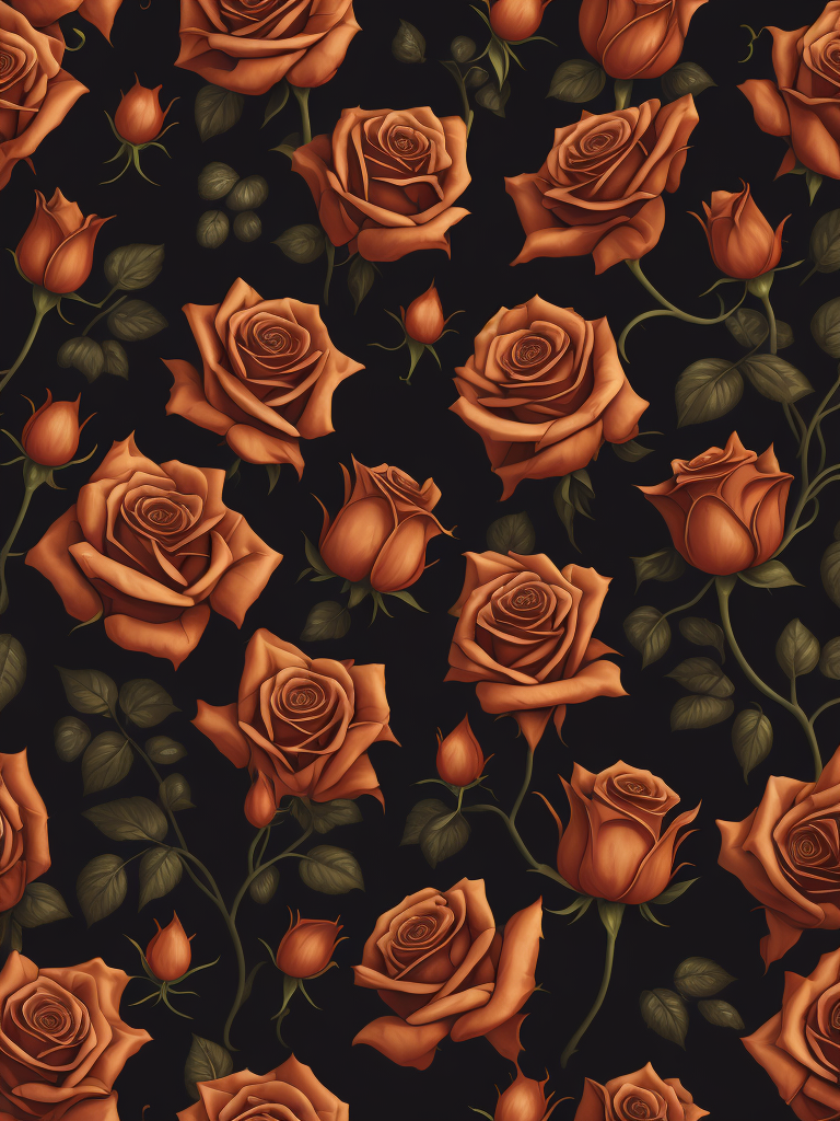 seamless pattern with roses, flat vector illustration