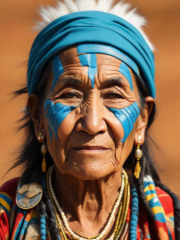 native american old woman 40 years old in national dress