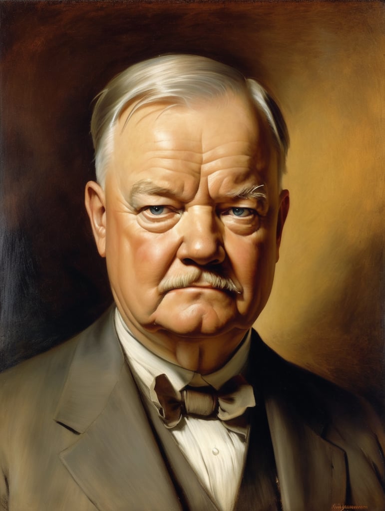 Portrait of Herbert Hoover by Rembrandt Harmenszoon van Rijn, sad face, America, so sorry