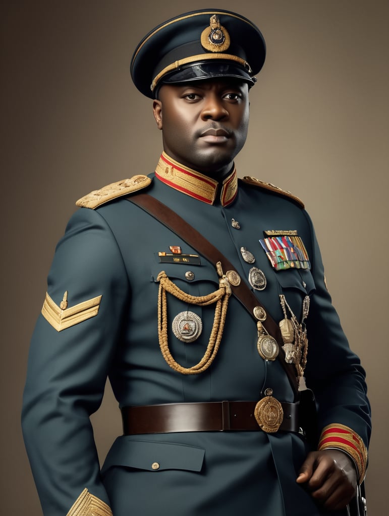 create an image of deyemi okanlawon in military uniform