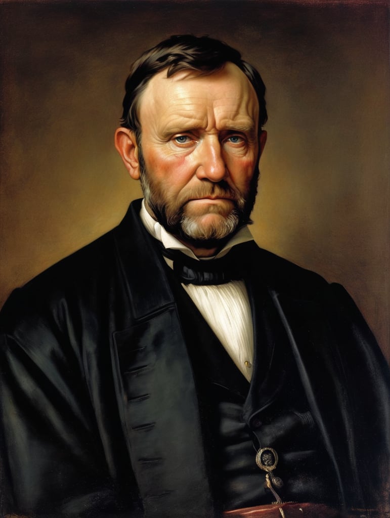 Portrait of Ulysses S. Grant by Rembrandt Harmenszoon van Rijn, sad face, America, so sorry