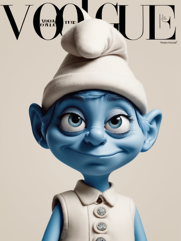 smurf grumpy face on the cover of Vogue