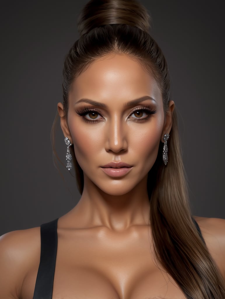 A portrait of a beautiful model woman who looks like Jennifer Lopez, J Lo