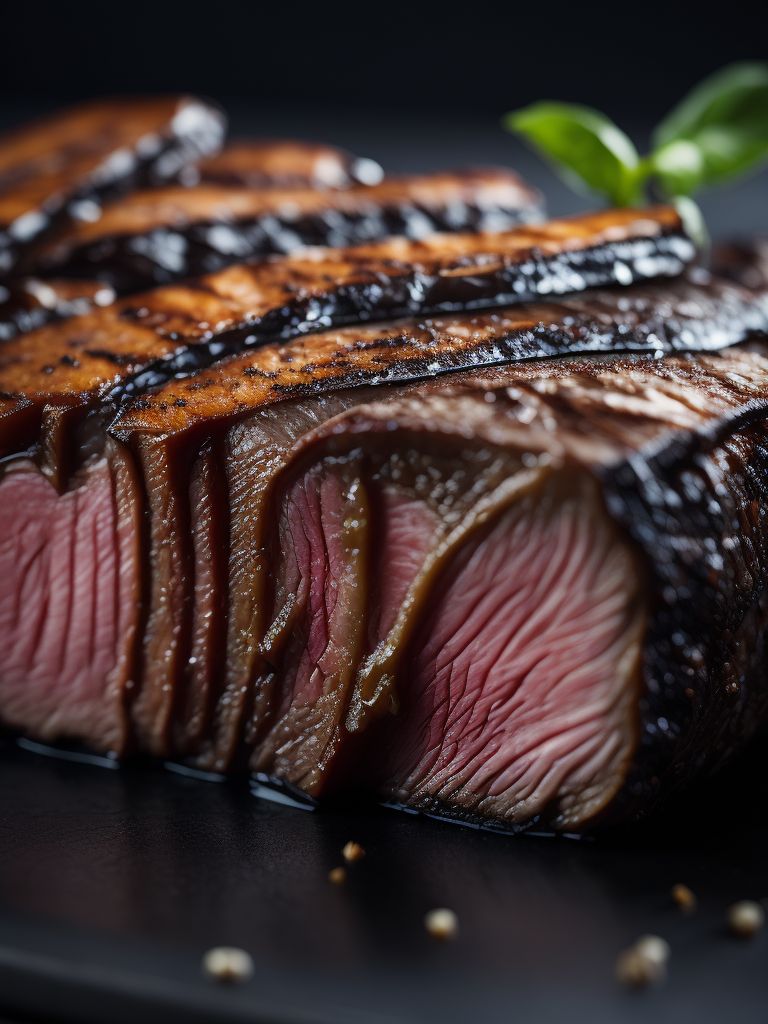 macro photography of a steak