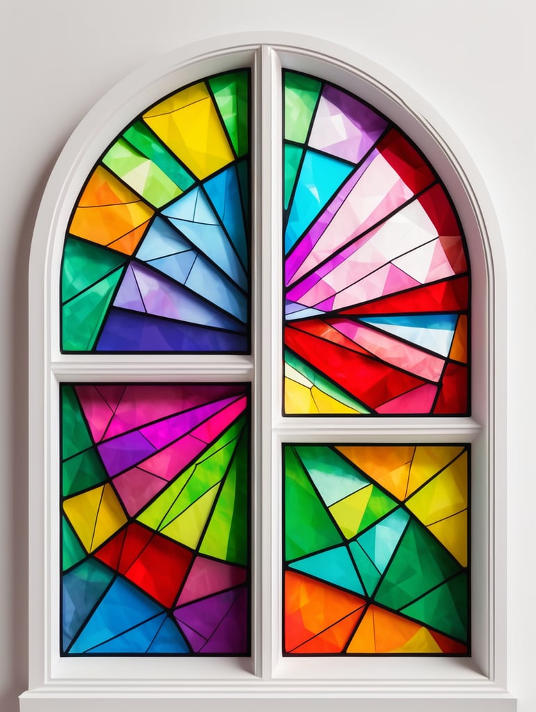 Colorful stained window apple low poly papercraft white background