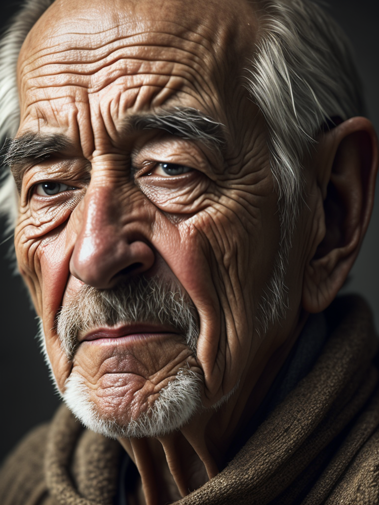 Portrait of an elderly crying man, high definition, photography, cinematic, detailed character portrait, detailed and intricate environment