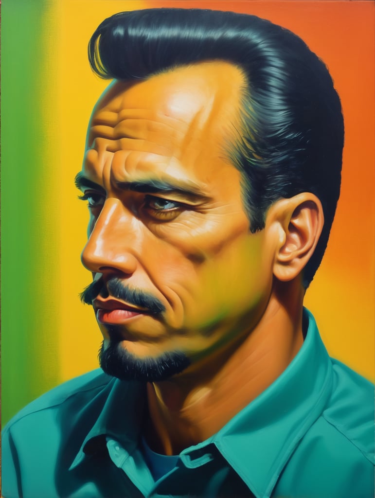 a man with brother, style of Ed Paschke, Painting, Oil, Portrait, Expressionism, Abstract, USA