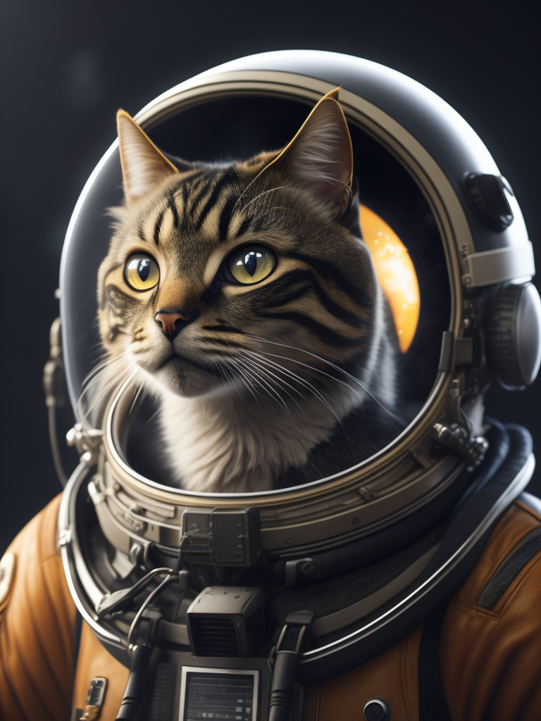 a tabby cat an astronaut