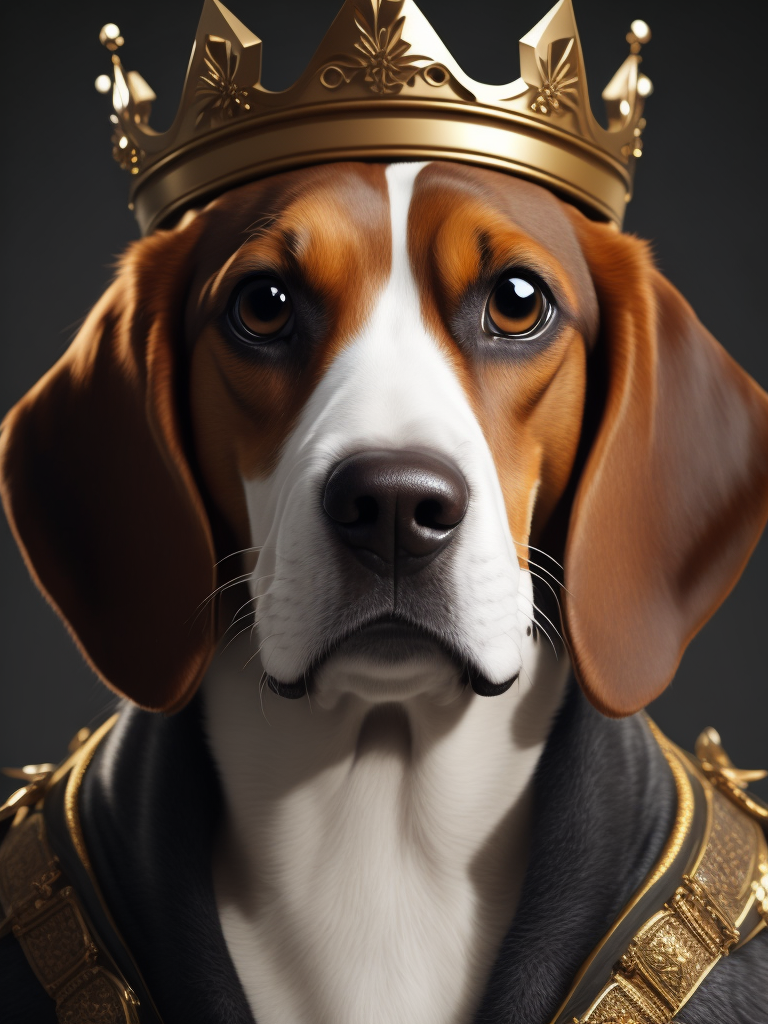 beagle with a crown