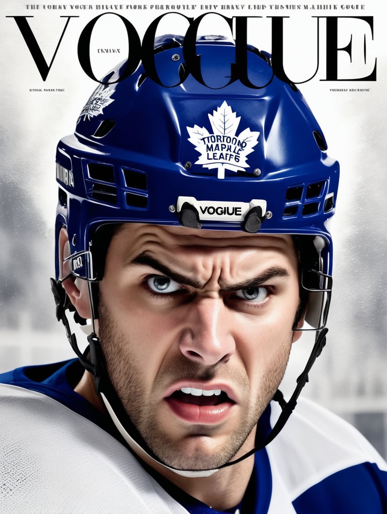 Toronto Maple Leafs Ice hockey player angry face on the cover of Vogue