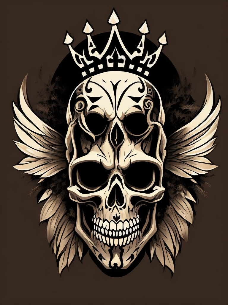 A vector art of a king skeleton tattoo