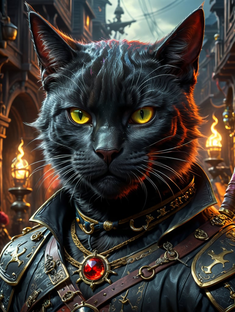 Black cat in the style of a Disney cartoon with the nickname Negro. Pirate
