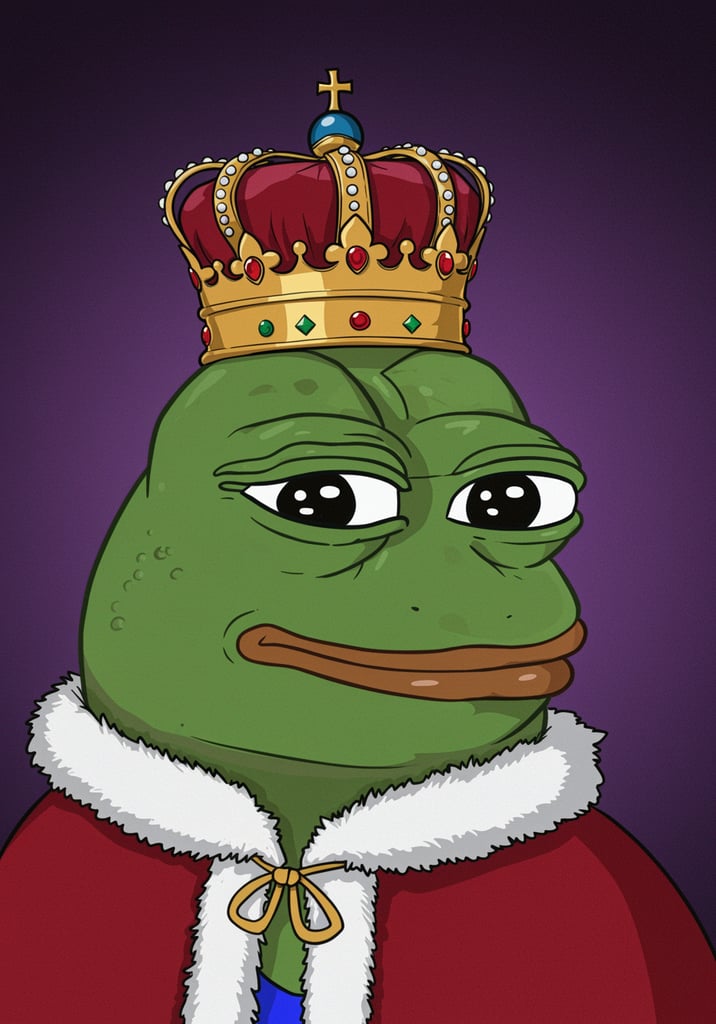 Premium Free ai Images | King Pepe: Royalty in Frog Form