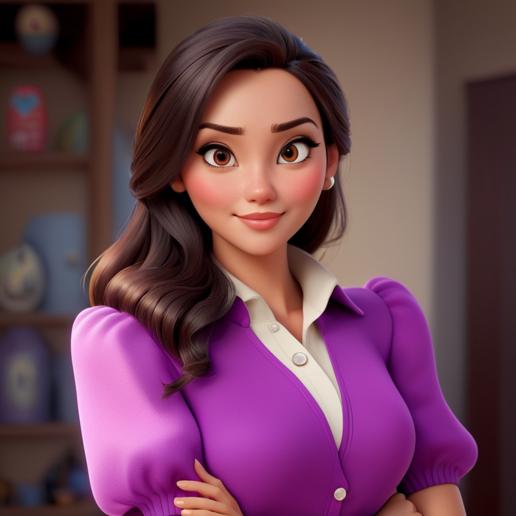 Beautiful woman, disney pixar style