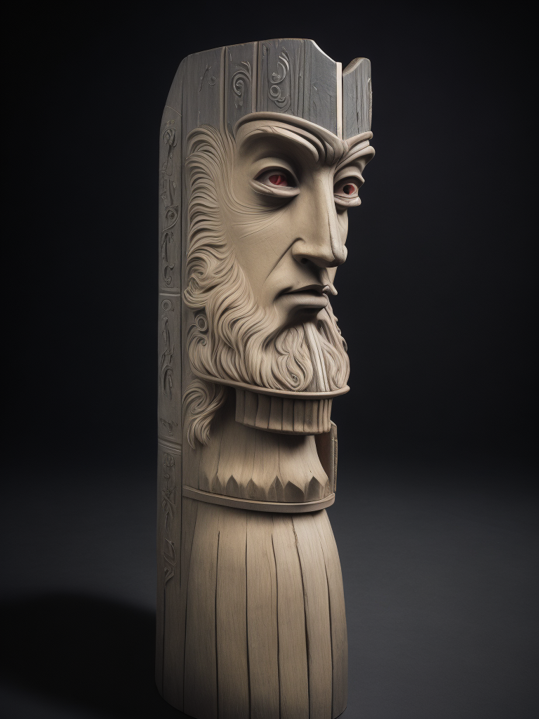 Slavic Totem Pole, deep carved, Slavic angry god face, Slavic Nation, slavic culture, odin