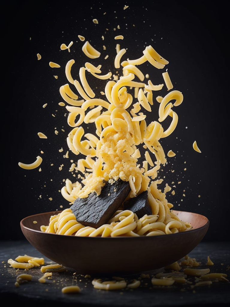 high quality cinematic food explosion, Italian pasta