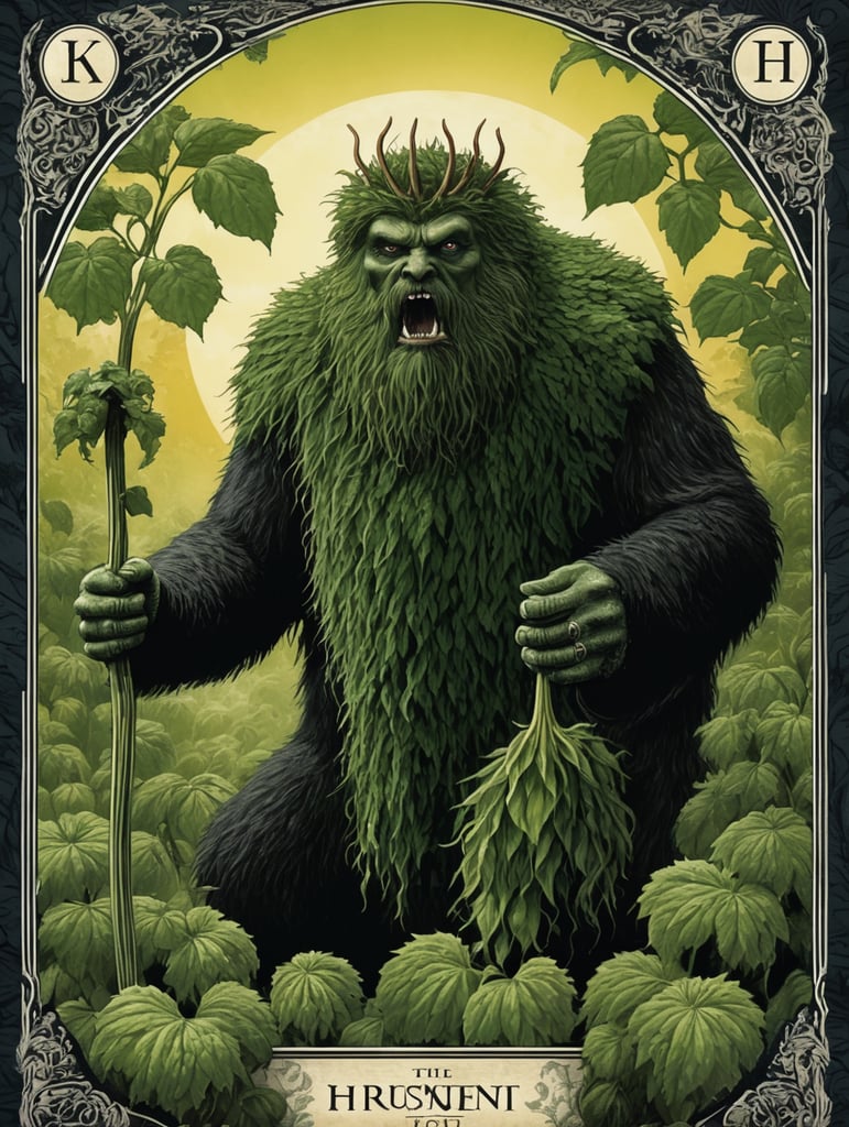 folk horror king monster hirsute kudzu tarot card