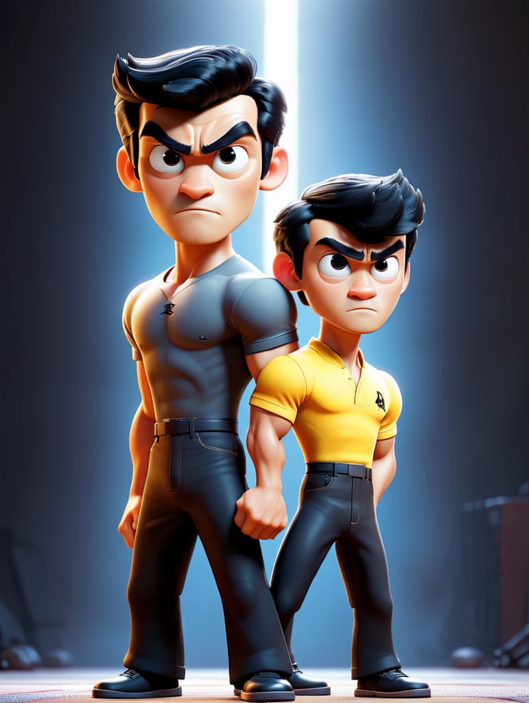 Bruce Lee standing looking at camera