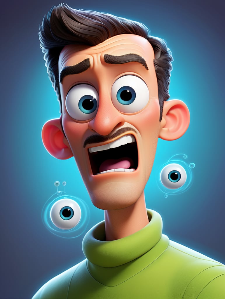 Hypnotized man starring, brainwashed, mind controlled, with large cartoon spiral eyes, tongue sticking from his mouth salivating, photo from the neck up, cartoon-styled, illustration, vector art