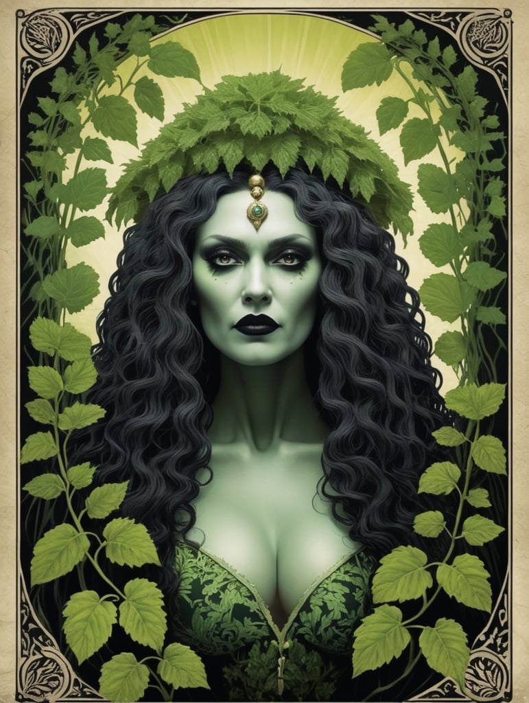 folk horror queen monster hirsute kudzu tarot card