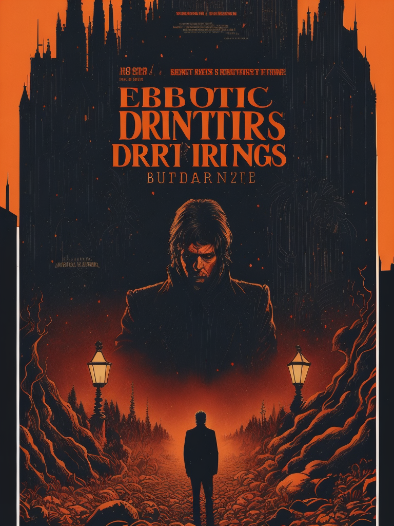 A 1970's movie poster of Burnt Offerings, horrorcore, trendy text