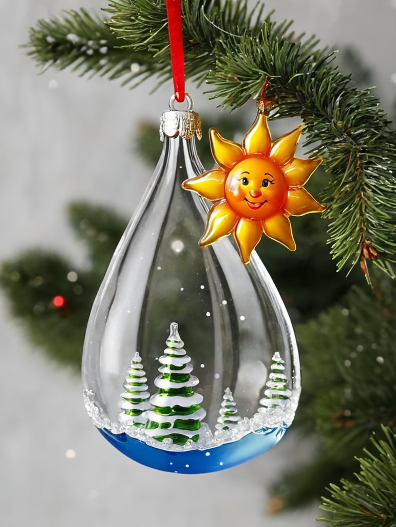 sun small glass glass figure, Christmas toy for the Christmas tree