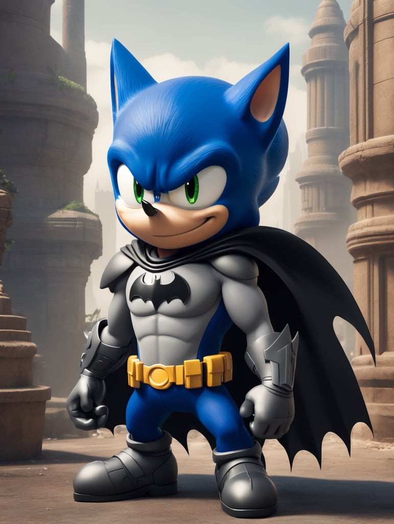 Ok make an image on sonic 100 batman