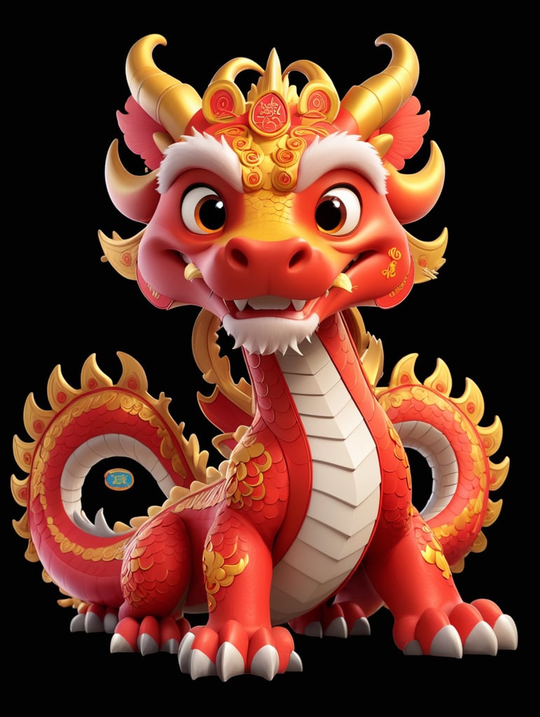 Chinese New Year Dragon Cartoon Three-dimensional 3d Ancient Building 2024 Of The Festival Poster