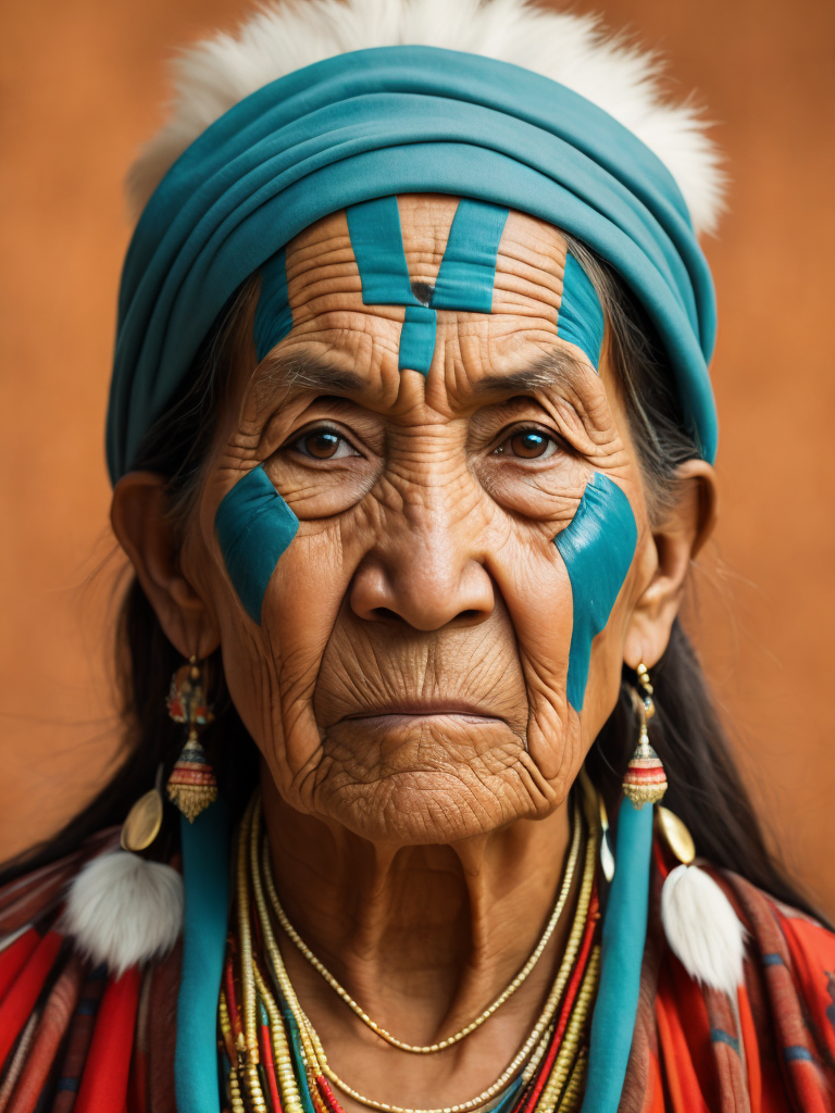 native american old woman 25 years old in national dress