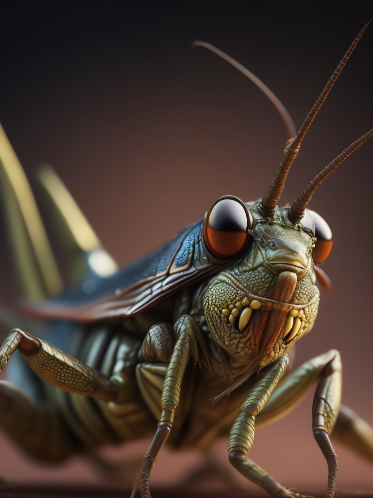 Grasshopper macro photography, close-up, high-quality details, deep focus, professional shot