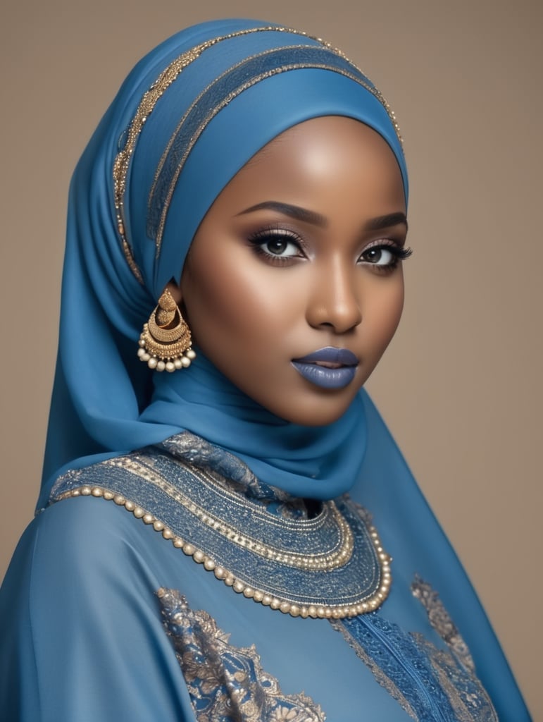a beautiful hausa girls in blue hijab
