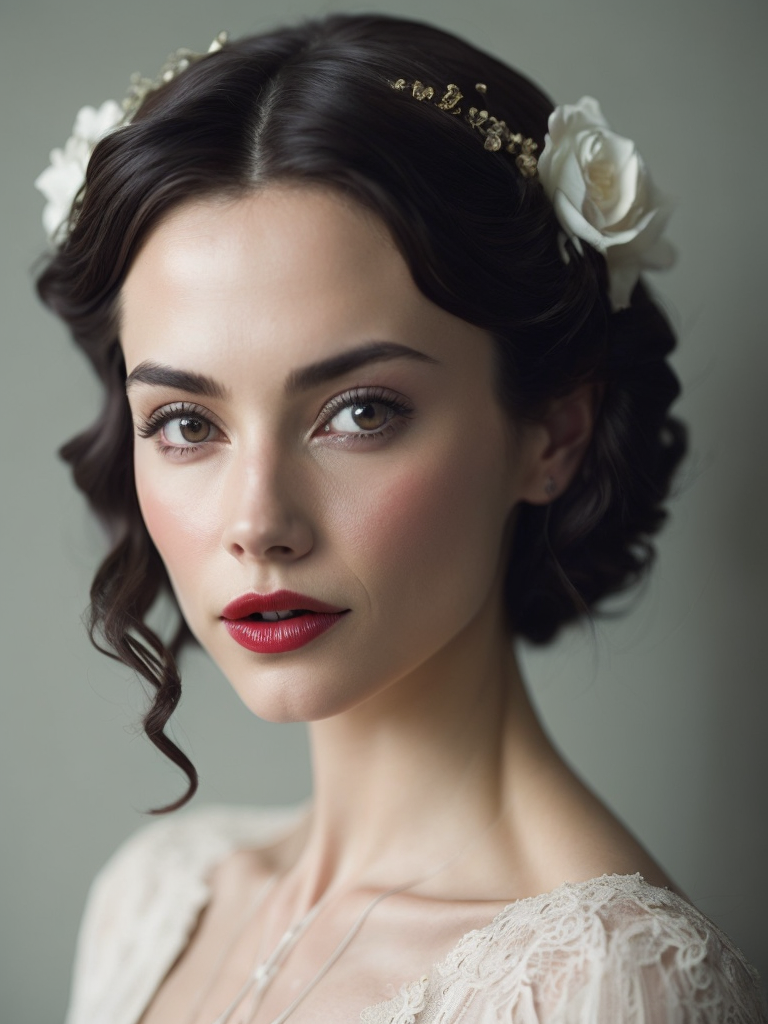 adorable Snow white, princess, delicate face, 1930s style