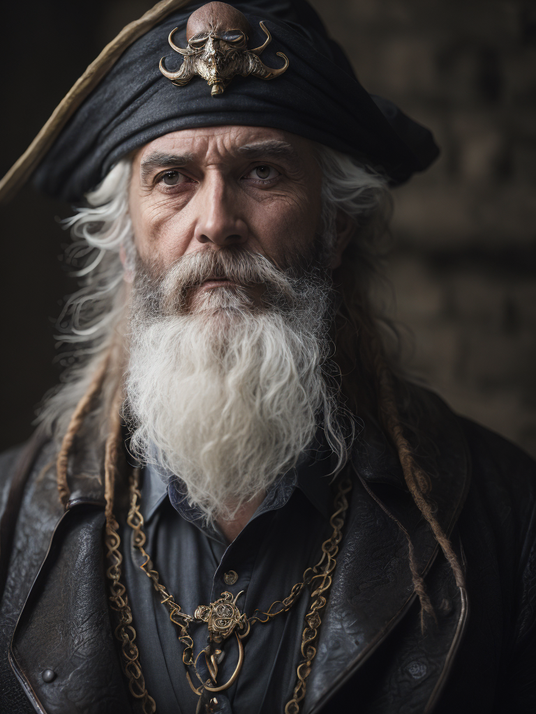 old pirate with octopus beard, dark scene, dark atmosphere, epic shot, sharp on details