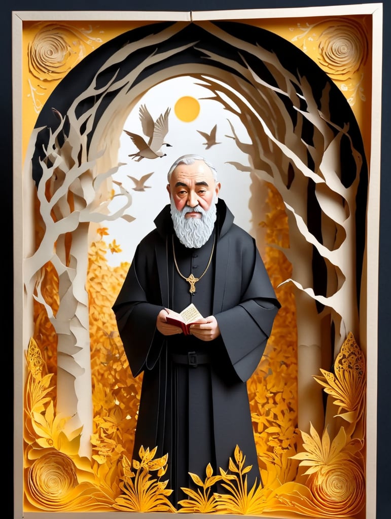 St. Padre Pio like an AE Waite tarot card