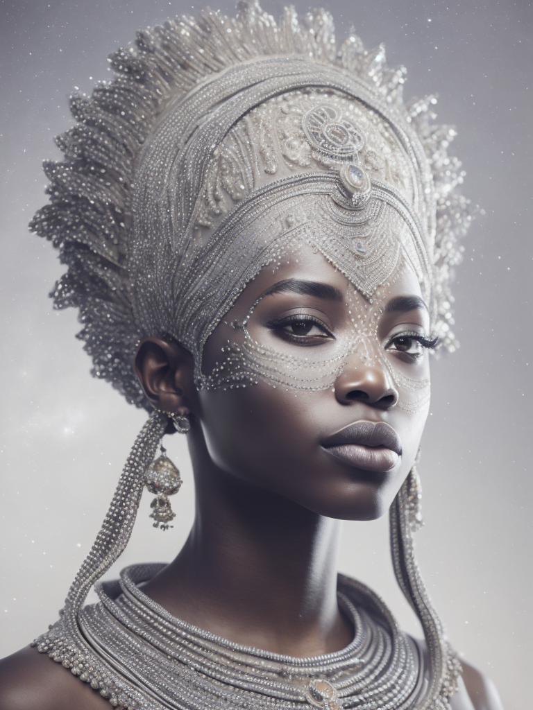 Obatala the african orisha wearing a detailed and intricate ade, cosmic god, astrophotography
