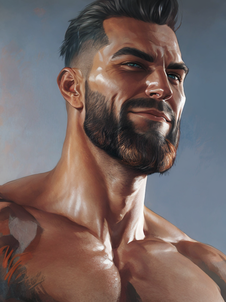 portrait of a muscular bearded man, sharped, detailed