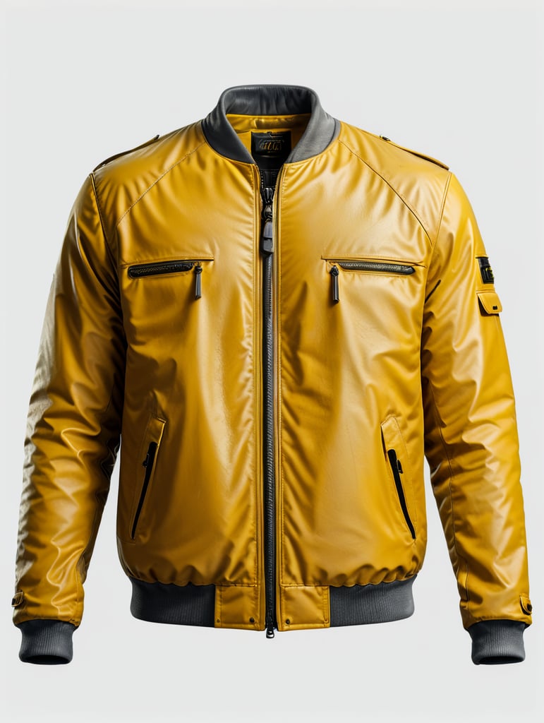 a yellow jacket, grey background, isolated