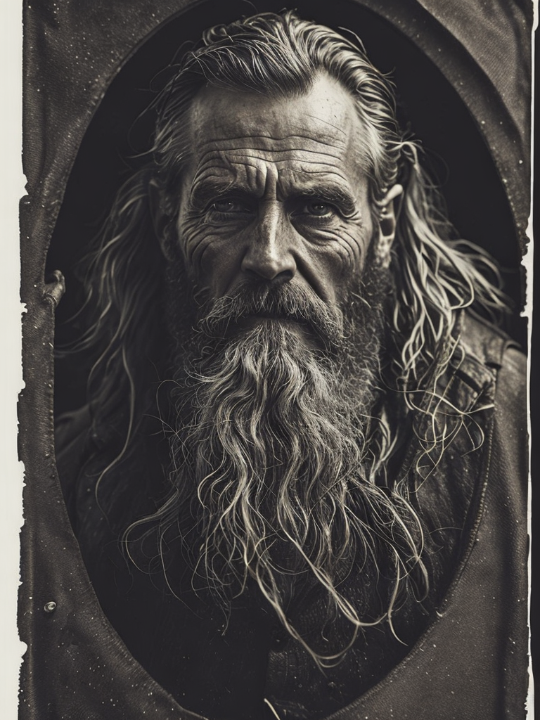 a wet plate photograph of a grizzled old sea captain